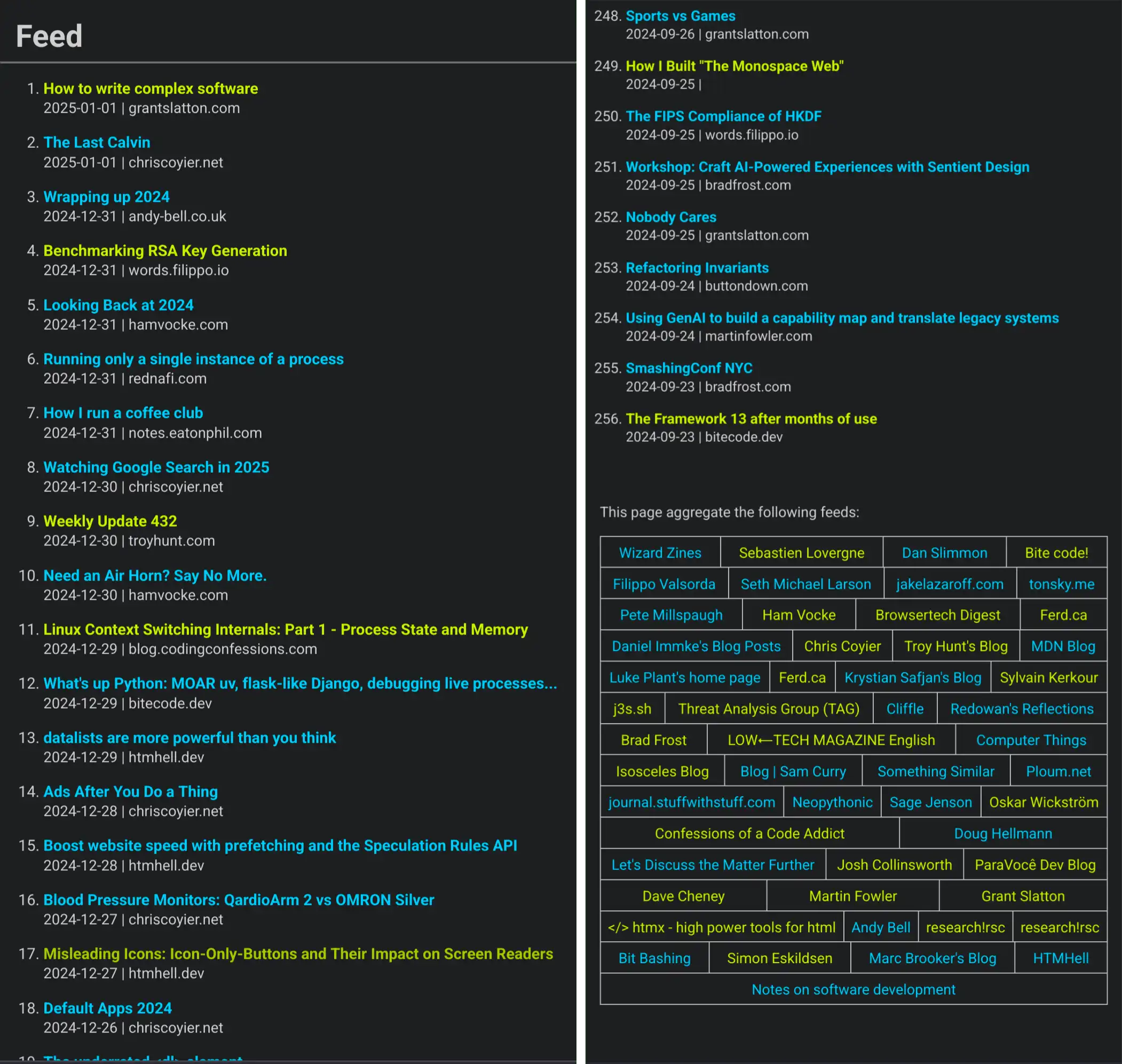 screenshots of feed.lovergne.dev