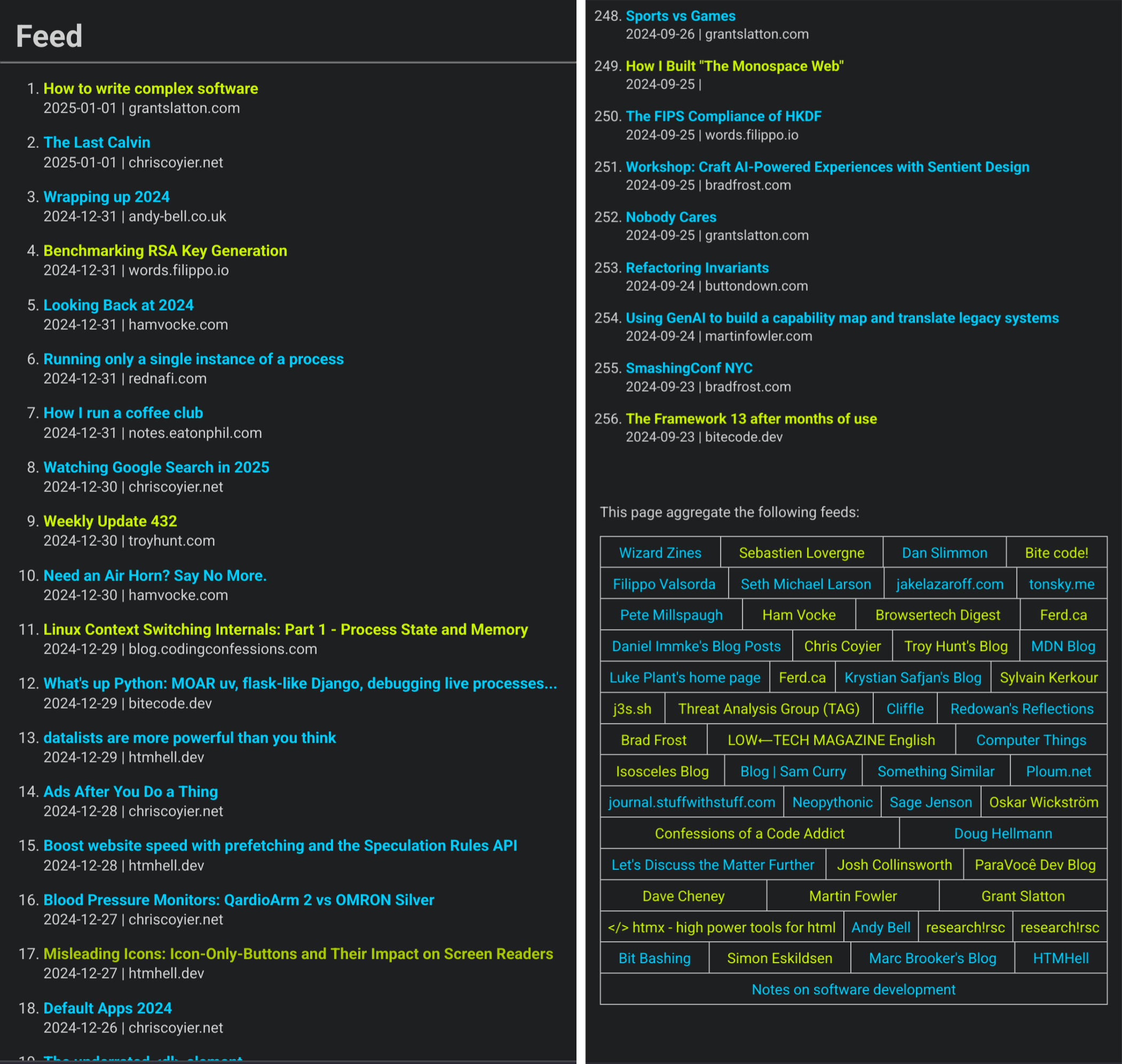screenshots of feed.lovergne.dev